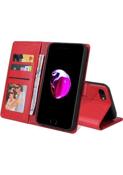 Iphone 7/8 Kickstand Premium Deri Üç Kart Yuvaları Için Flip Case (Yurt Dışından)