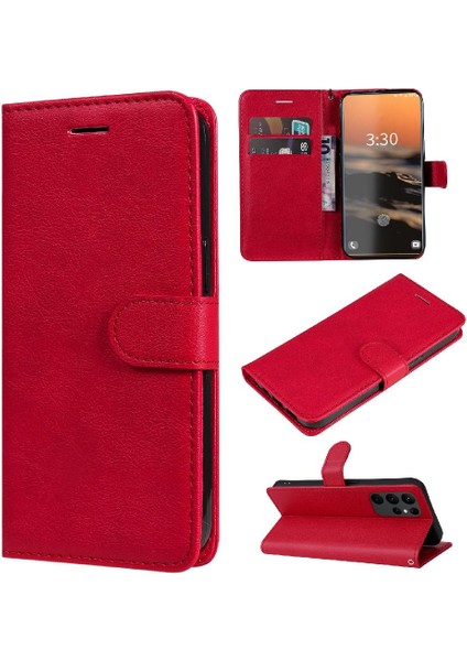Samsung Galaxy S23 Ultra Klasik Düz Renk Iş Cüzdan Için Flip Case (Yurt Dışından)