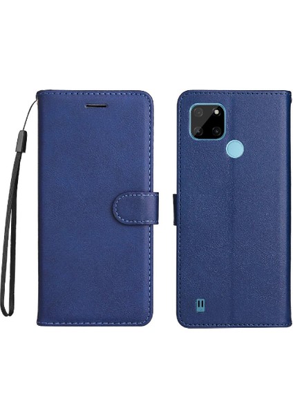 Kart Yuvası Klasik Kılıf ile Realme C21Y Yüksek Kaliteli Deri Için Flip Case (Yurt Dışından)