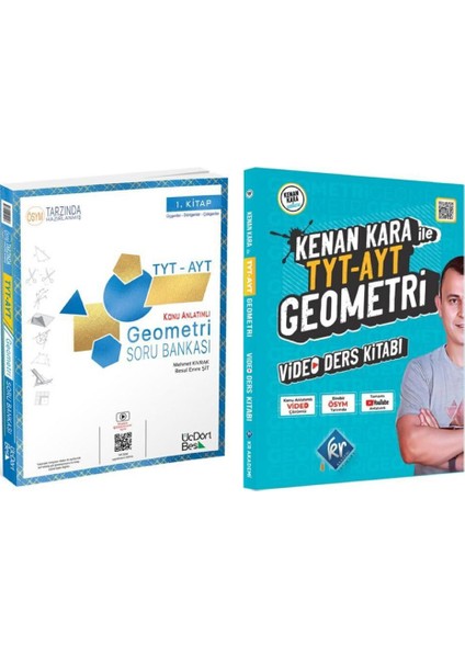 Üçdörtbeş Yayınları TYT  AYT Geometri Soru Bankası ve Kenan Kara ile TYT  AYT Geometri Video Ders Kitabı