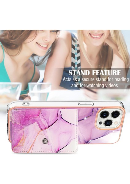 Iphone 15 Için Kılıf Pro Max Yumuşak Tpu Tampon Kart Yuvaları Mermer Ince Cüzdan (Yurt Dışından)