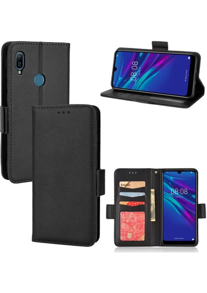 Huawei Y6 Için Kılıf 2019 Yan Toka Pu Deri Cüzdan Kart Yuvaları Tutucu (Yurt Dışından)