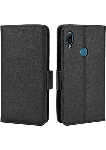 Huawei Y6 Için Kılıf 2019 Yan Toka Pu Deri Cüzdan Kart Yuvaları Tutucu (Yurt Dışından)