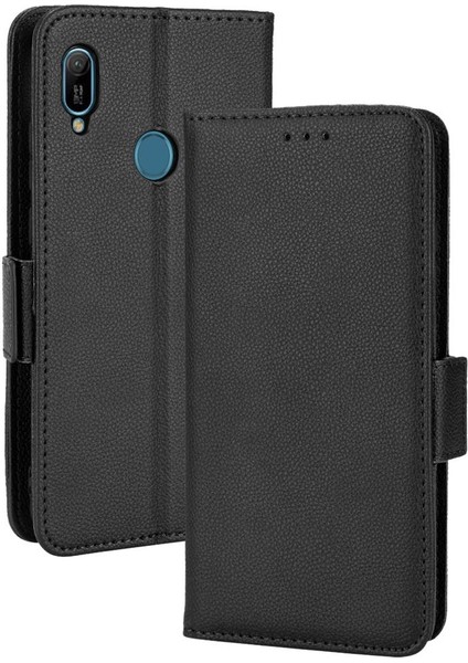 Huawei Y6 Için Kılıf 2019 Yan Toka Pu Deri Cüzdan Kart Yuvaları Tutucu (Yurt Dışından)