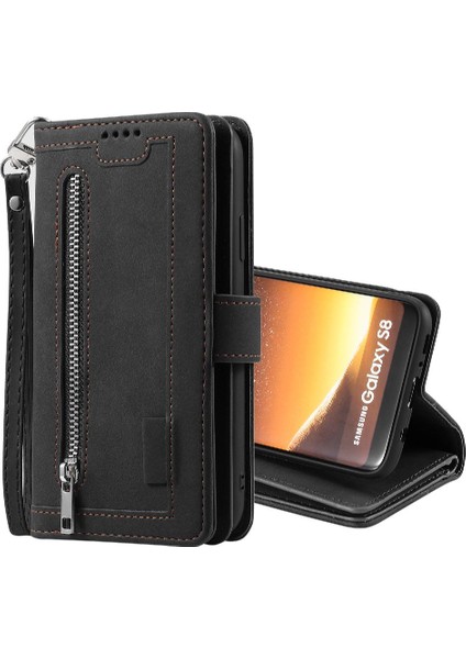 Samsung Galaxy S8 9 Kart Yuvaları Için Flip Case Kordon Pu Deri Cüzdan (Yurt Dışından)