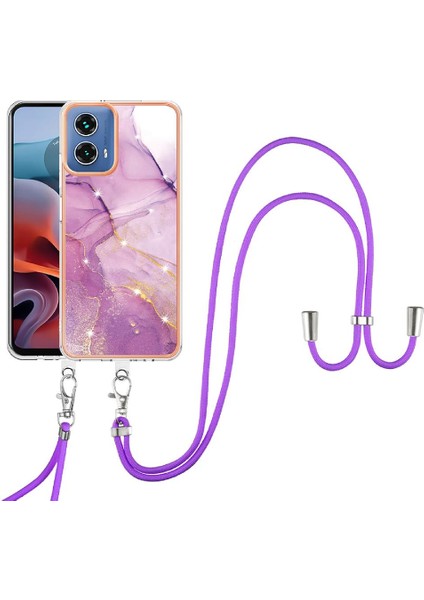 Motorola Moto G34 Tampon Mermer Crossbody Kordon Askısı Yumuşak (Yurt Dışından)