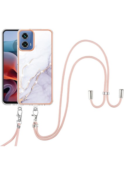 Motorola Moto G34 Tampon Mermer Crossbody Kordon Askısı Yumuşak (Yurt Dışından)