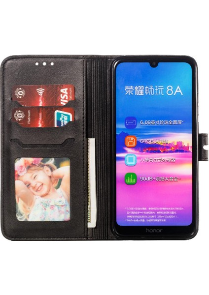 Cüzdan Kılıf Için Huawei Y6 2019 Kabartmalı Kart Tutucu Kickstand Tüm Yuvarlak (Yurt Dışından)