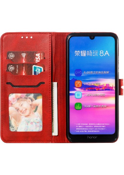 Cüzdan Kılıf Için Huawei Y6 2019 Kabartmalı Kart Tutucu Kickstand Tüm Yuvarlak (Yurt Dışından)