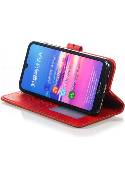Cüzdan Kılıf Için Huawei Y6 2019 Kabartmalı Kart Tutucu Kickstand Tüm Yuvarlak (Yurt Dışından)