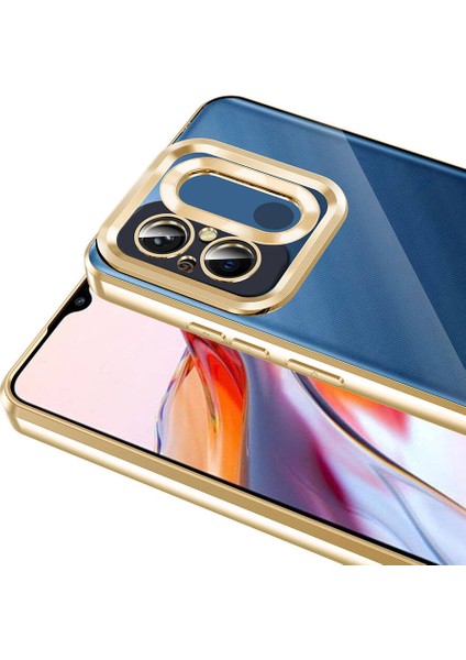 Xiaomi Redmi 12C Kılıf Kamera Korumalı Logo Gösteren Omega Kapak Gold