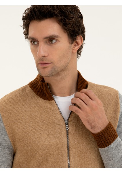 Erkek Kahverengi Regular Fit Tam Fermuarlı Triko Kazak 50277074-VR015 fiyatları
