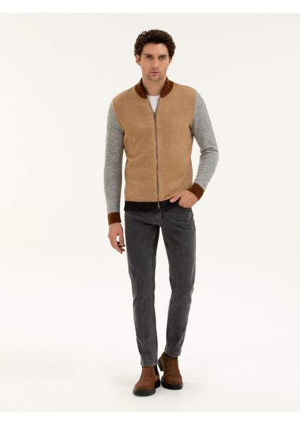 Erkek Kahverengi Regular Fit Tam Fermuarlı Triko Kazak 50277074-VR015 fırsatları