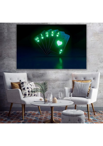 Neon Oyun Kartı Kanvas Tablo