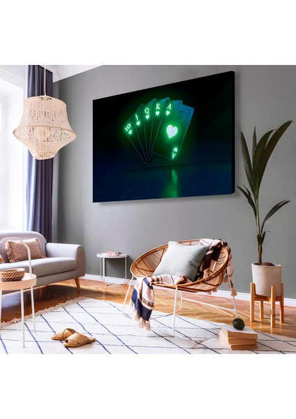 Neon Oyun Kartı Kanvas Tablo modelleri