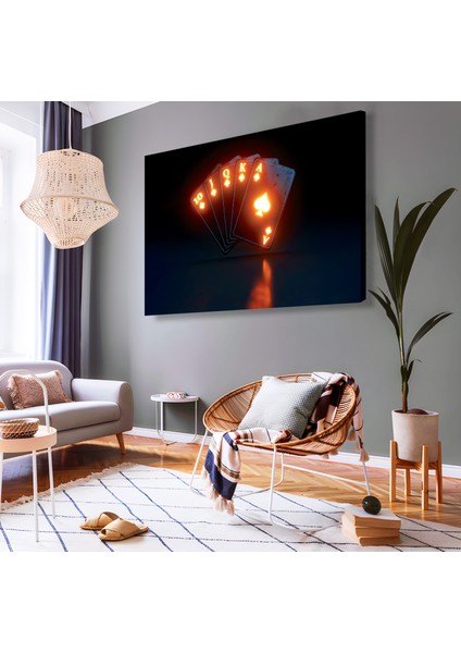 Neon Oyun Kartı Kanvas Tablo modelleri