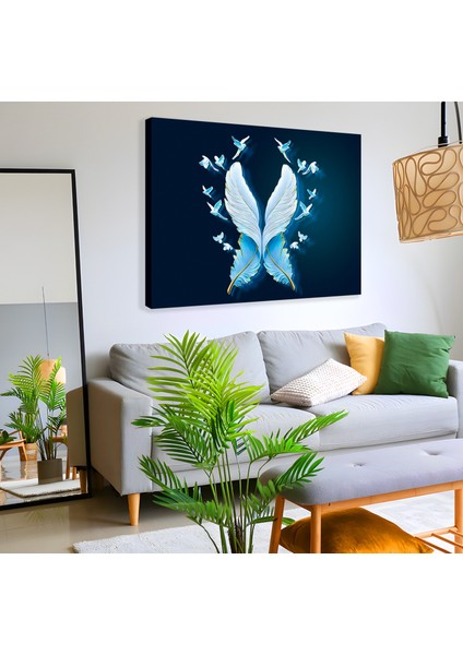 3D Beyaz Tüy Kanvas Tablo fiyatları