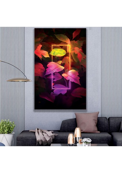 Neon Flower Kanvas Tablo