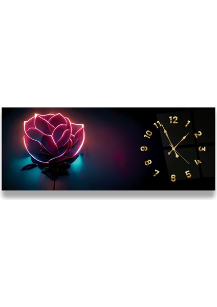 Saatli Neon Gül Cam Tablo fırsatları