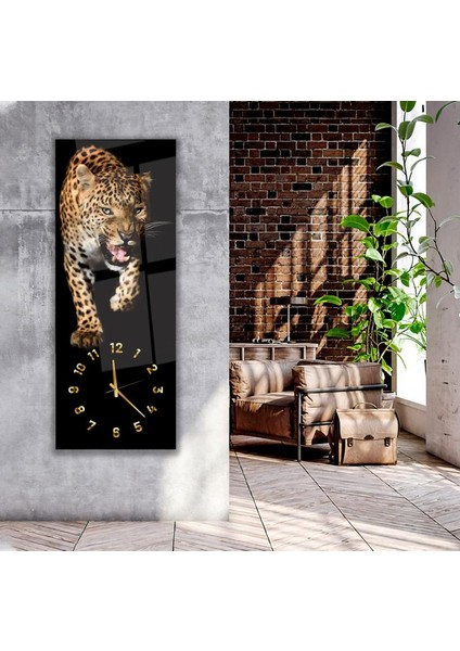 Saatli Leopar Cam Tablo
