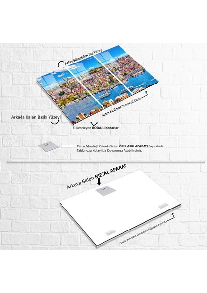 Istanbul Manzara Üçlü Cam Tablo fırsatları