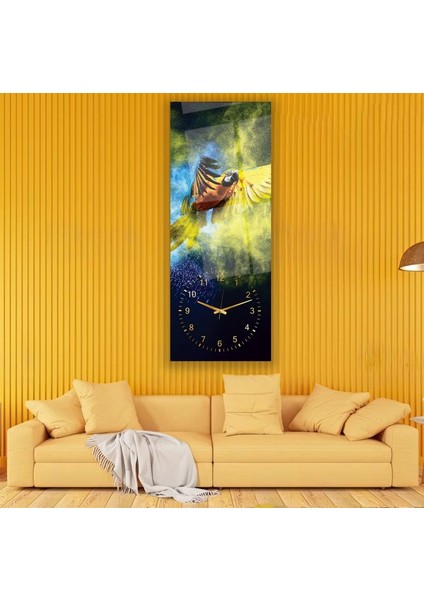 Saatli Papağan Cam Tablo