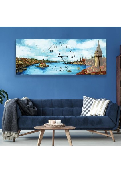 Saatli Istanbul Manzarası Cam Tablo modelleri