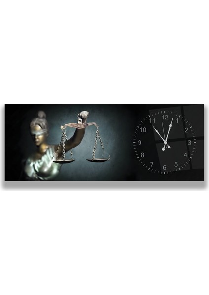 Saatli Adalet Terazisi Cam Tablo modelleri