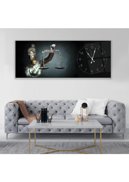 Saatli Adalet Terazisi Cam Tablo fırsatları