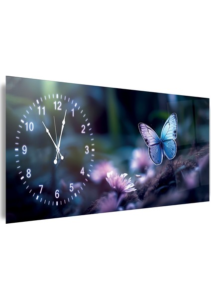 Saatli Mor Kelebek Cam Tablo fiyatları