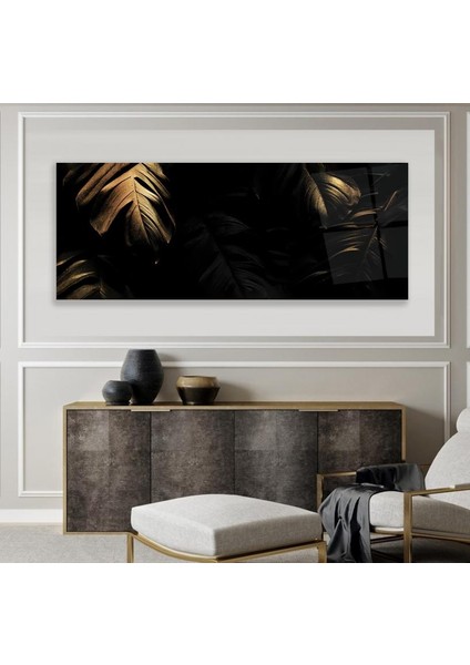 Altın Yapraklar Cam Tablo