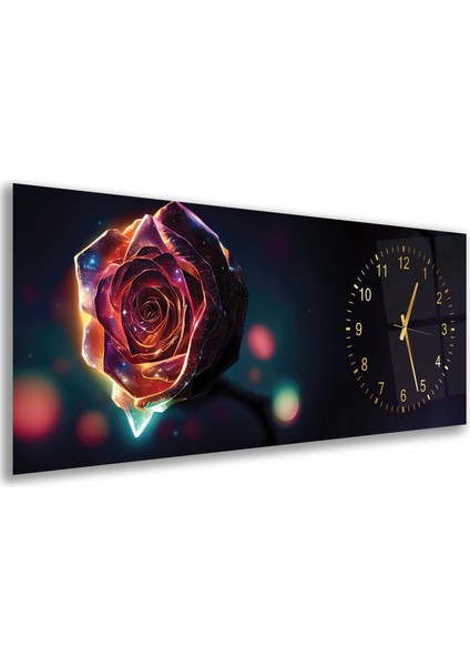 Saatli Renkli Gül Cam Tablo fiyatları