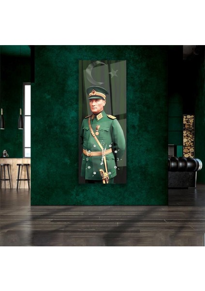 Saatli Mustafa Kemal Atatürk Cam Tablo