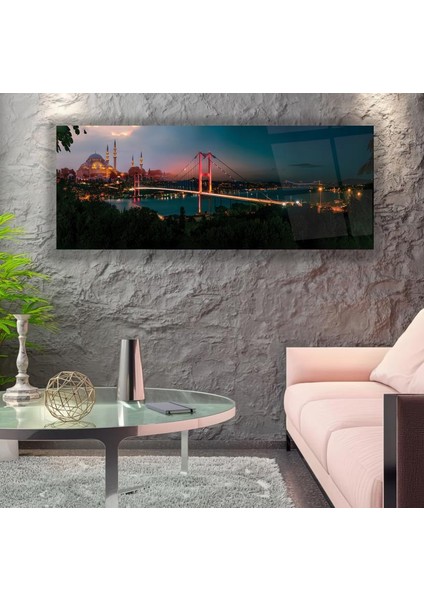 Gece Istanbul Cam Tablo