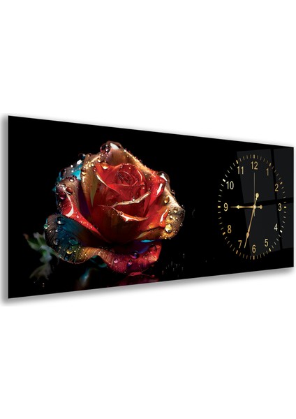 Saatli Renkli Gül Cam Tablo fiyatları