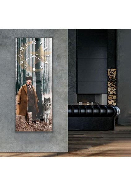 Saatli Mustafa Kemal Atatürk Cam Tablo