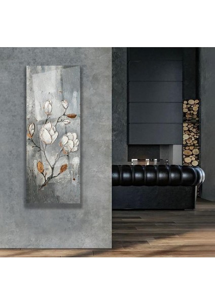 Beyaz Çiçekler Cam Tablo