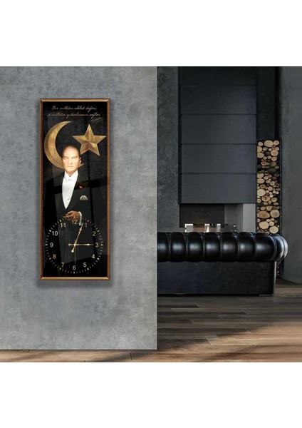 Saatli Mustafa Kemal Atatürk Cam Tablo