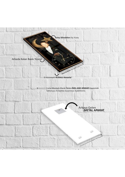 Saatli Mustafa Kemal Atatürk Cam Tablo indirimleri