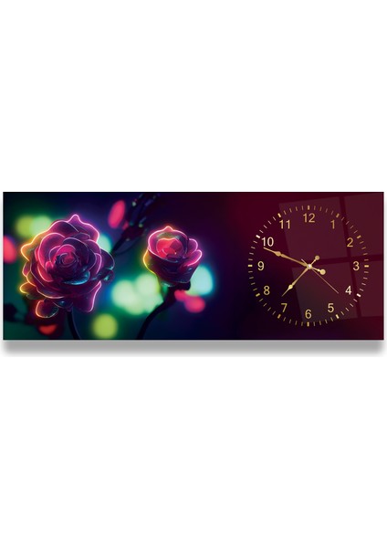 Saatli Neon Gül Cam Tablo fırsatları