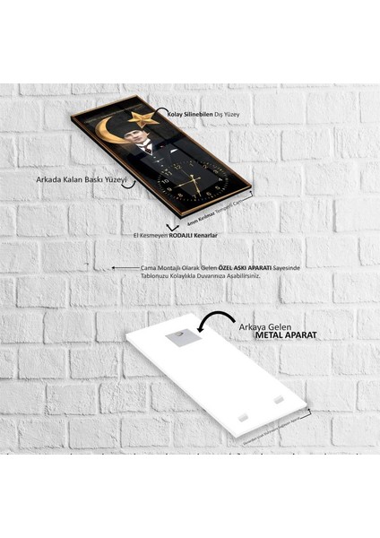 Saatli Mustafa Kemal Atatürk Cam Tablo indirimleri