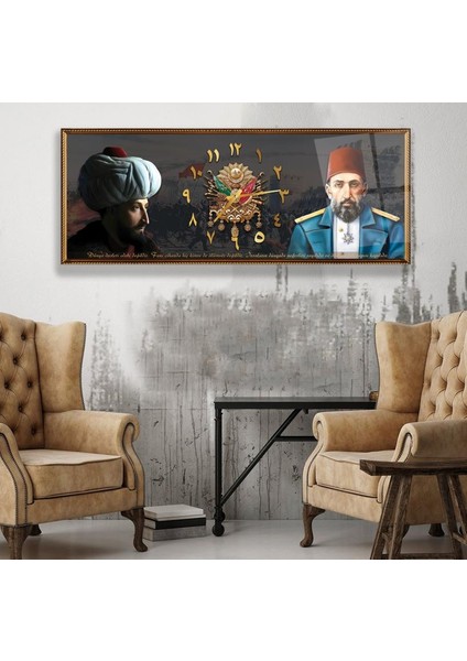 Saatli Osmanlı Arması Cam Tablo modelleri