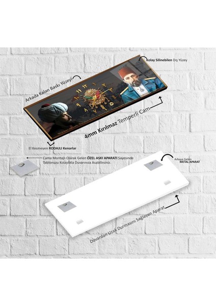 Saatli Osmanlı Arması Cam Tablo indirimleri