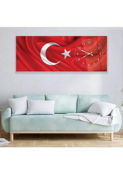 Saatli Al Bayrak Cam Tablo modelleri