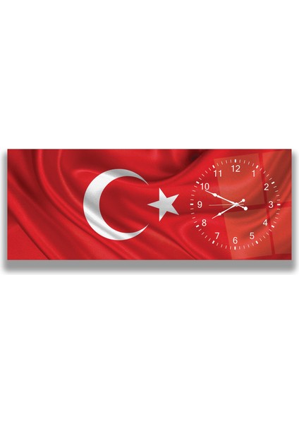 Saatli Al Bayrak Cam Tablo fırsatları