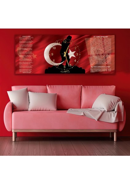 Saatli Istiklal Marşı Cam Tablo