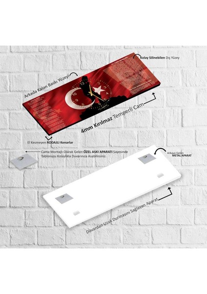 Saatli Istiklal Marşı Cam Tablo indirimleri