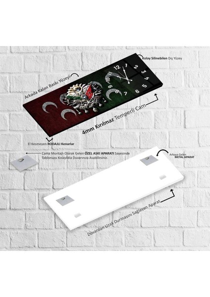 Saatli Osmanlı Arması Cam Tablo indirimleri