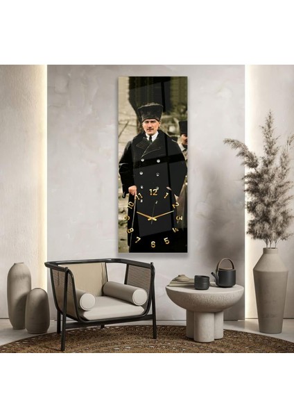 Saatli Mustafa Kemal Atatürk Cam Tablo