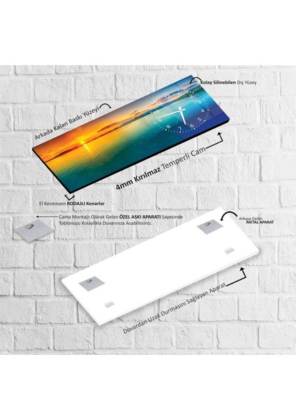 Saatli Gün Batımı Cam Tablo indirimleri